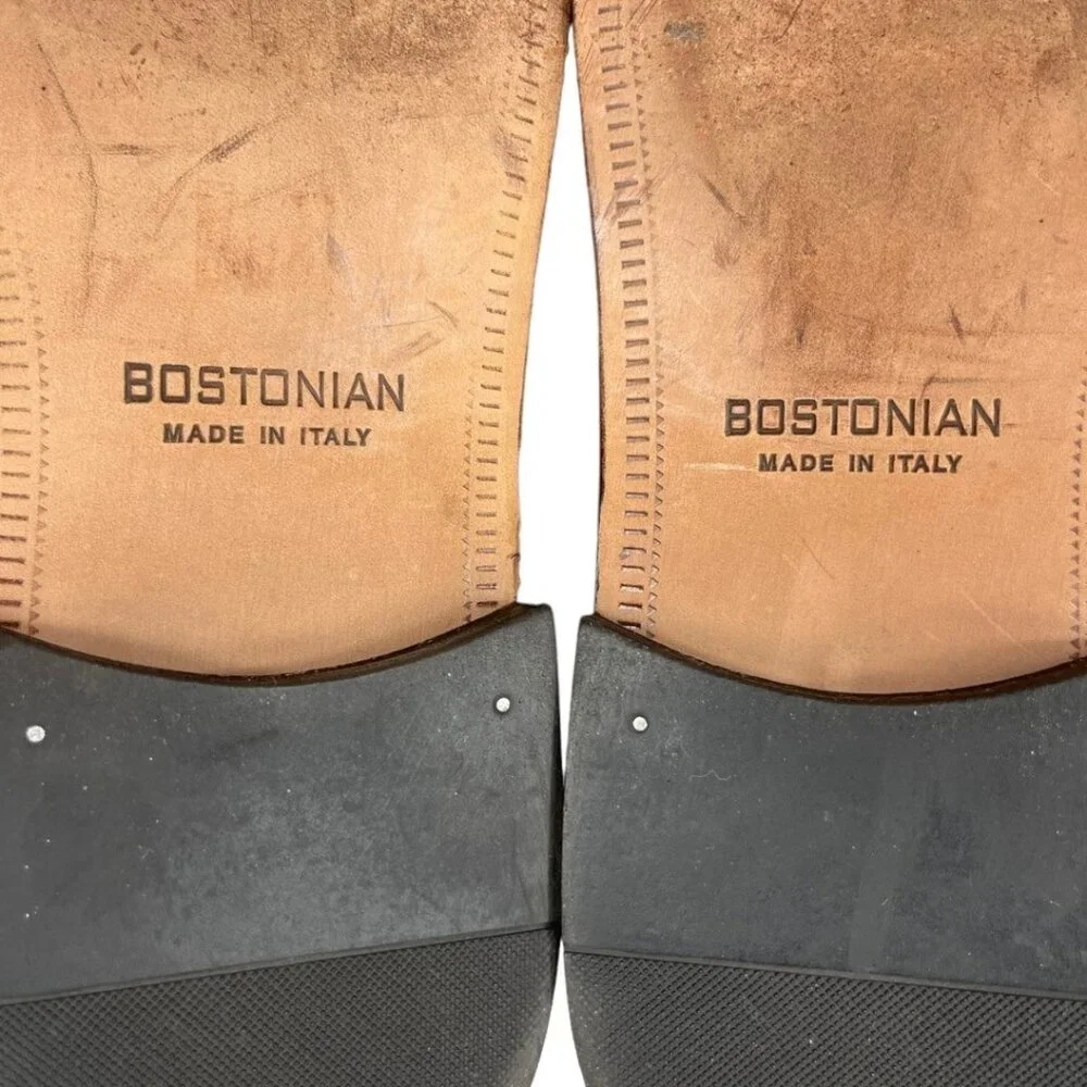 Bostonian Brown Leather Upper Dress Shoe Slip On Tassels Made in Italy Size 12